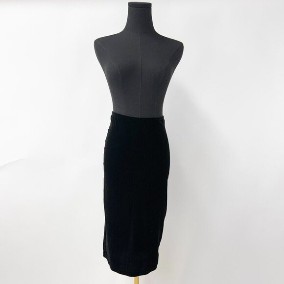 AMERICAN APPAREL VELOUR MIDI SKIRT WITH BACK SLIT - Picture 1 of 4